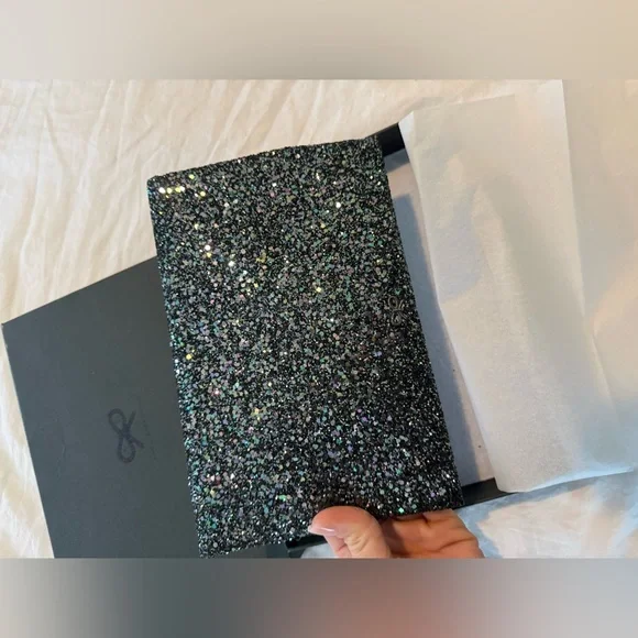 Anya Hindmarch New Valorie Glitter Sparkle Evening Clutch - Black Multi NIB 0604 - Picture 7 of 10